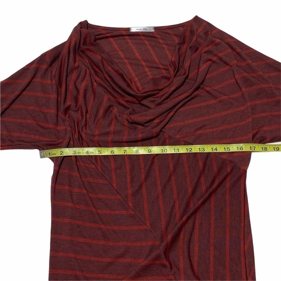 MAI Tai Red Burgundy Striped Cowl Neck Blouse - Picture 7 of 12